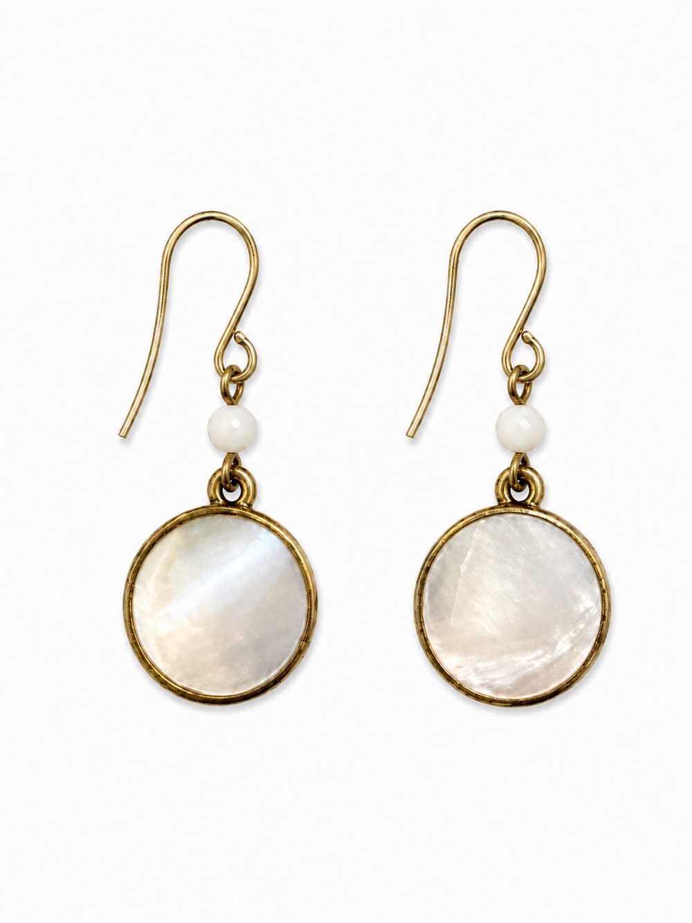 Monet Mother of Pearl Gold Tone Drop Earrings Coastal Quiet Luxury Boho